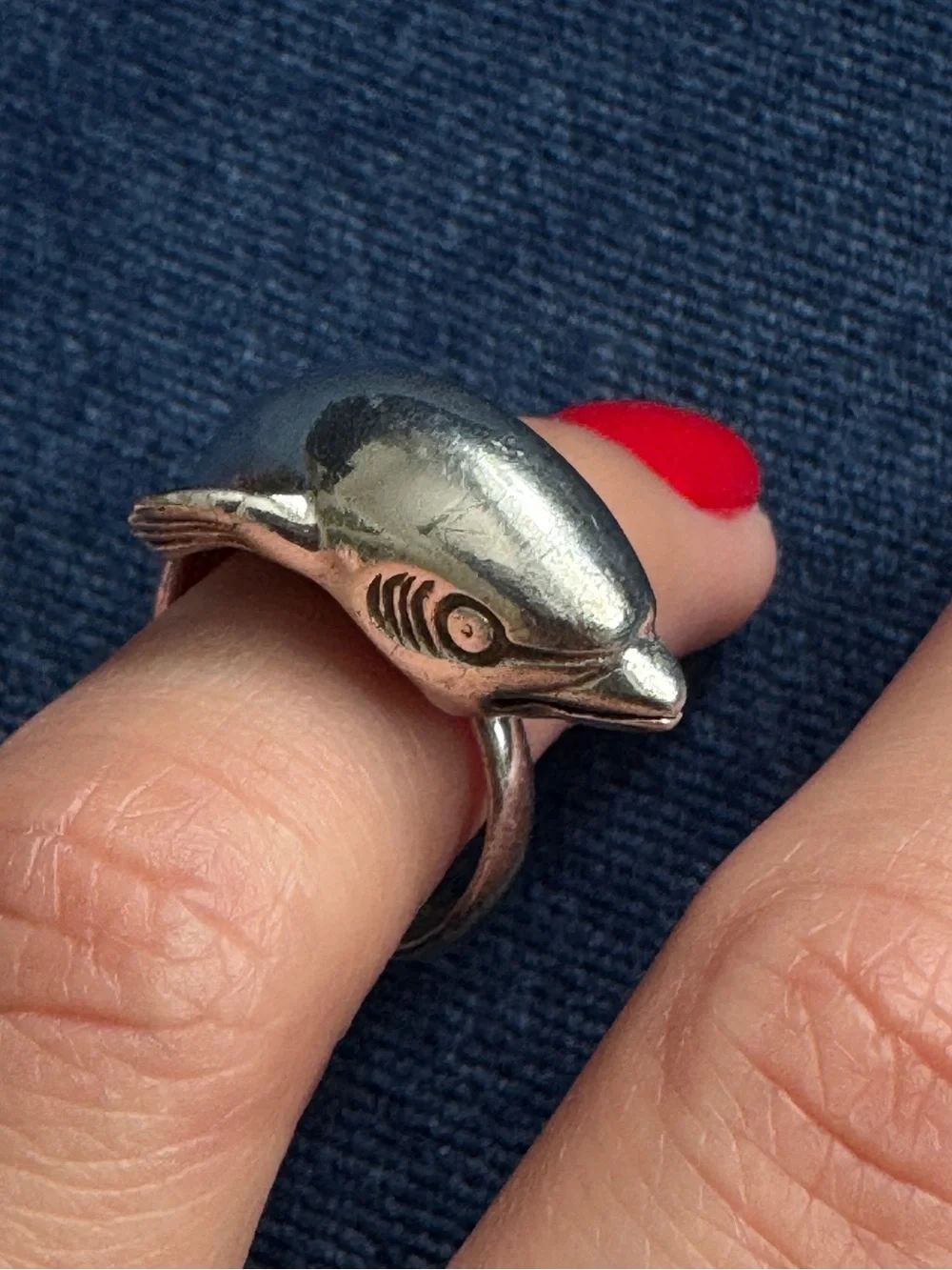 Vintage Fish‎ Wrap Sterling Silver Ring Size 4.25